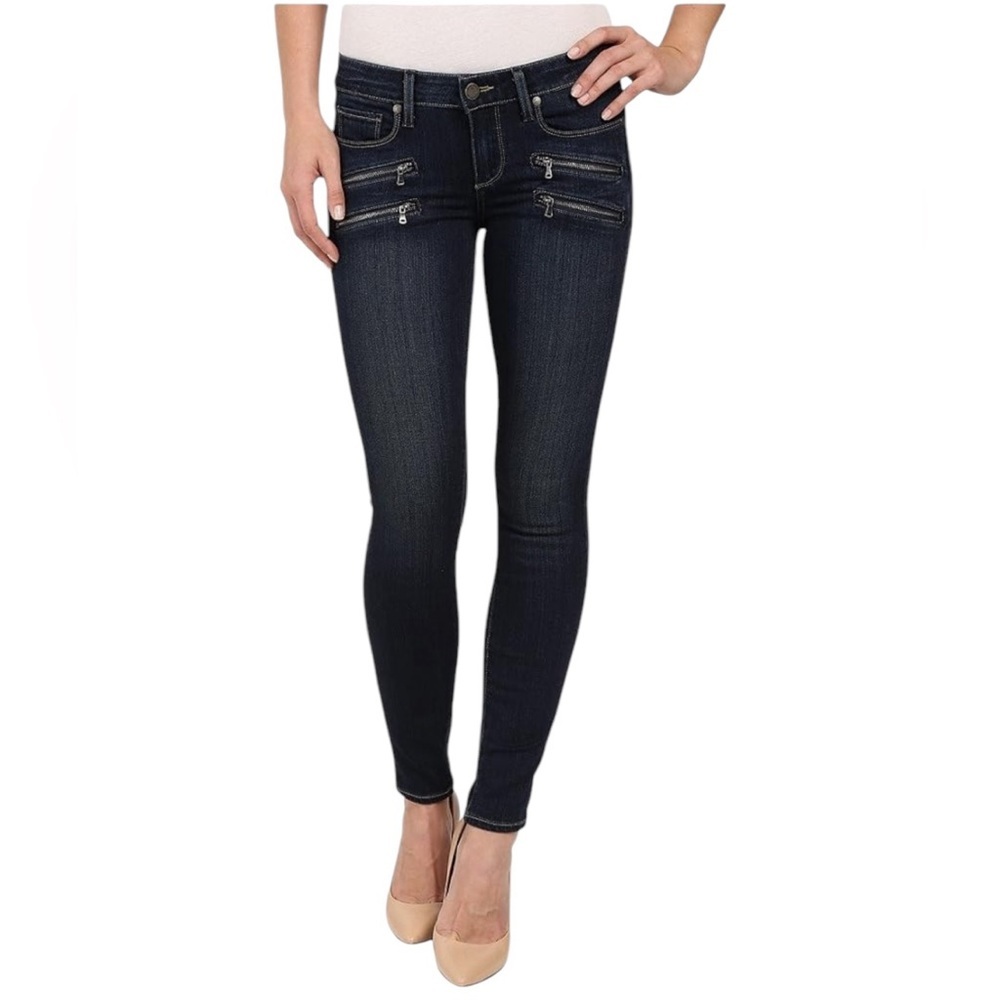 PAIGE Women’s Edgemont Double Zip Mid Rise Skinny Jeans Size 26 Dark Was…